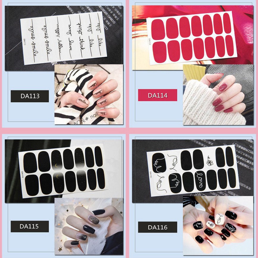 DVE Set 14 sticker dán trang trí móng chống thấm nước có độ đàn hồi phải chăng (DA101-DA120) 8