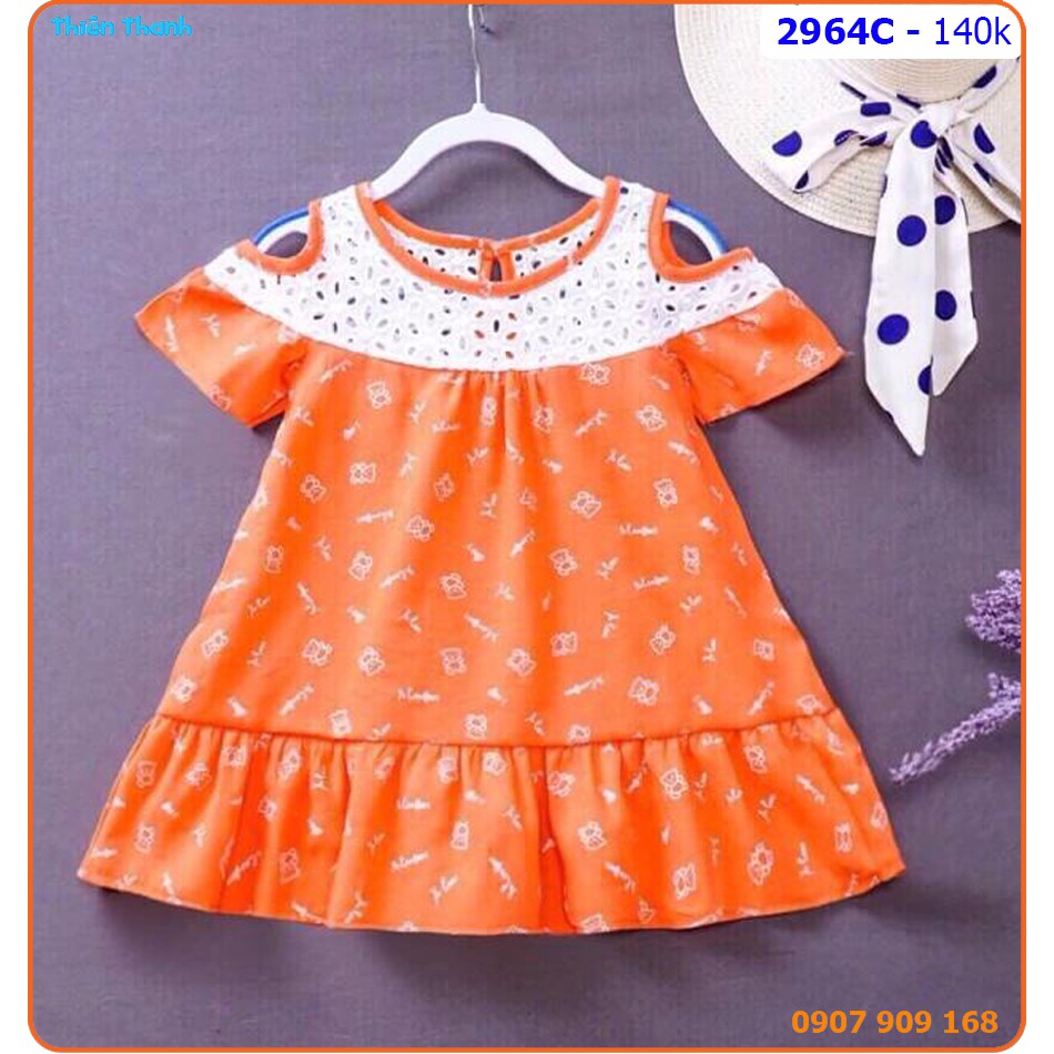 Đầm bé gái kate trễ vai phối ren sành điệu - 2964