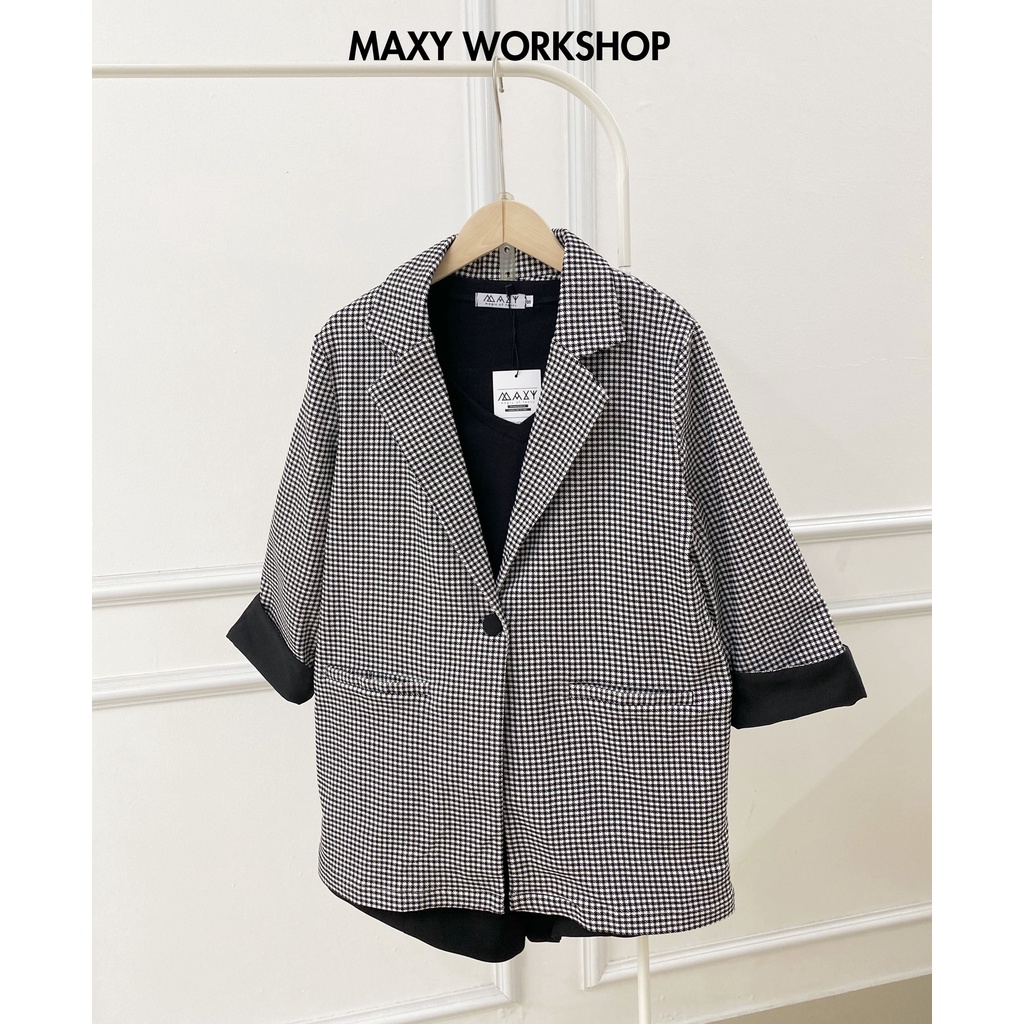 Áo khoác blazer phong cách Hàn Quốc Black Houndstooth Blazer Maxy Workshop | WebRaoVat - webraovat.net.vn