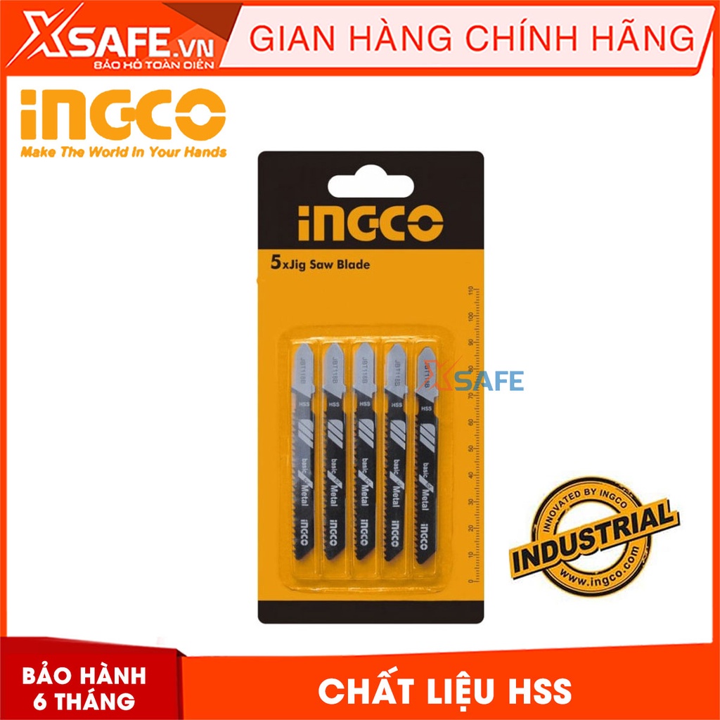 Bộ lưỡi cưa lọng kim loại INGCO JBT118B chất liệu HSS, bộ răng gợn sóng, mịn, dùng cắt tấm kim loại dày vừa (2,5-6mm)