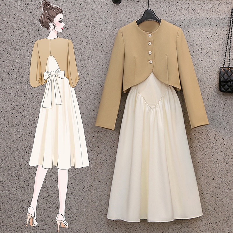 🌸Hàng Order🌸Váy Đầm Bigsize Sét Váy 2 Dây Thắt Nơ Lưng Phối Áo Vest Hở Lưng Sexy Tiểu Thư🌸Hàng Quảng Châu