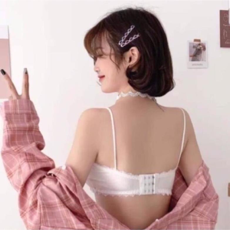 Áo Bra Gân Tăm 2 Dây Móc Cài Sau Viền Ren Hoa 8832 - Lady