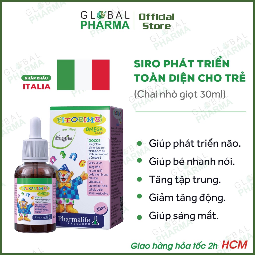 Siro Fitobimbi Omega Junior - Bổ Sung Omega 369, DHA, EPA Giúp Phát triển trí não cho bé (Chai 30ml)