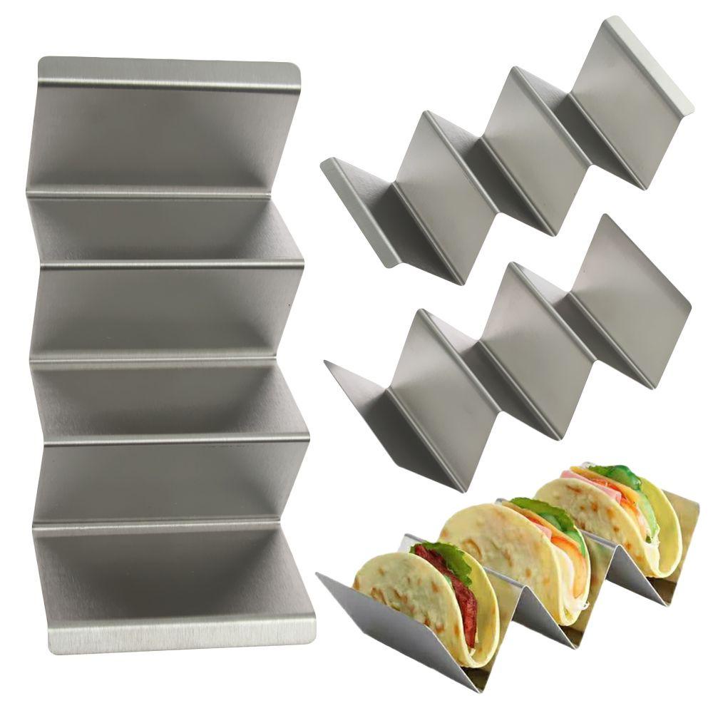 Khay đựng bánh taco hình gợn sóng bằng thép không gỉ thiết thực dành cho nhà bếp