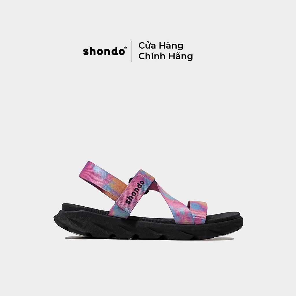 Giày Sandal Shondo F6 Sport đế đen loang khói hồng F6S1071