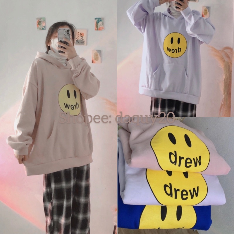 Áo Hodie mặt cười DREW nỉ ngoạiDAQUY20áo nỉ ngoại Hodie daquy20 cực xinh hotren