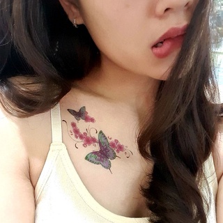 Hình xăm dán tatoo miếng dán ngực hình con bướm cho nữ kích thước 9 x 19cm