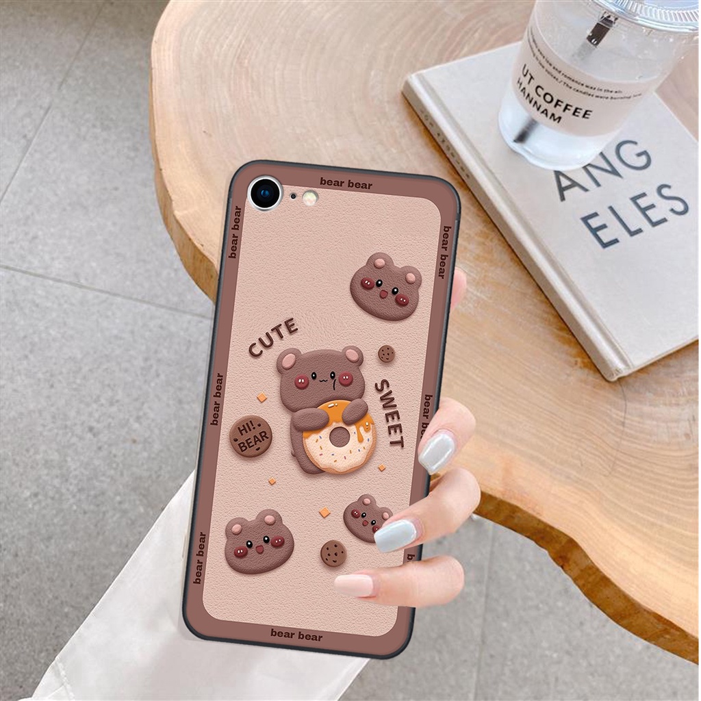 Ốp lưng ip 7 / 8 / SE 2020 in hình Gấu nâu - hồng, Gấu Be@rick  cực CUTE, DỄ THƯƠNG