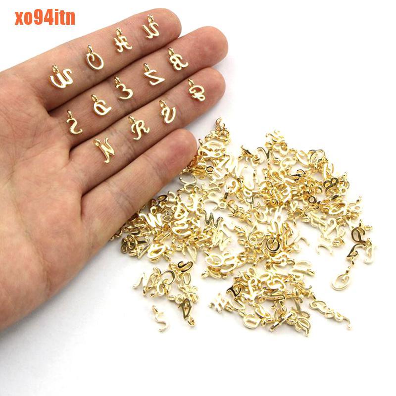 CHARMS Bộ 26 Mặt Dây Chuyền Hình Chữ Cái A-Z Màu Vàng