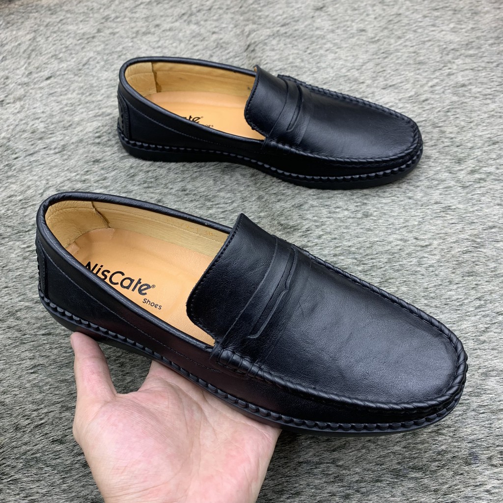 Giầy lười nam da bò đế khâu siêu bền, giầy nam trẻ trung năng động