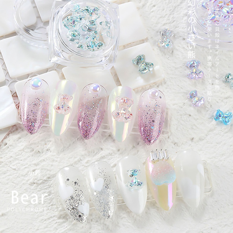 [Hàng mới về] Set 6 chú gấu 3D dễ thương với 3 kích cỡ dùng trang trí móng tay diy&lt;br&gt;