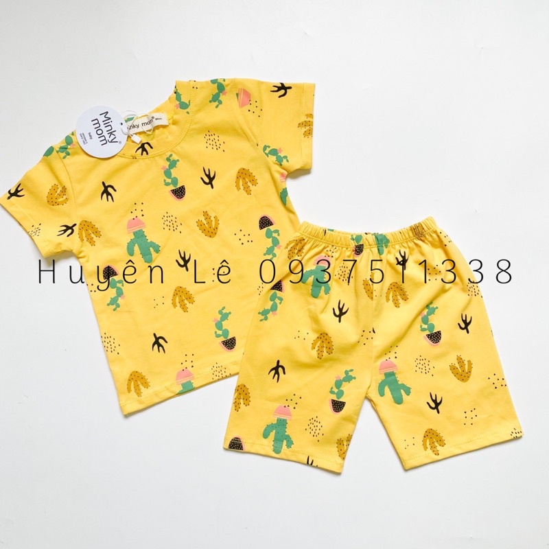 Bộ Cộc Tay MINKY MOM THUN LẠNH in toàn thân hoan tiết dễ thương -TH101