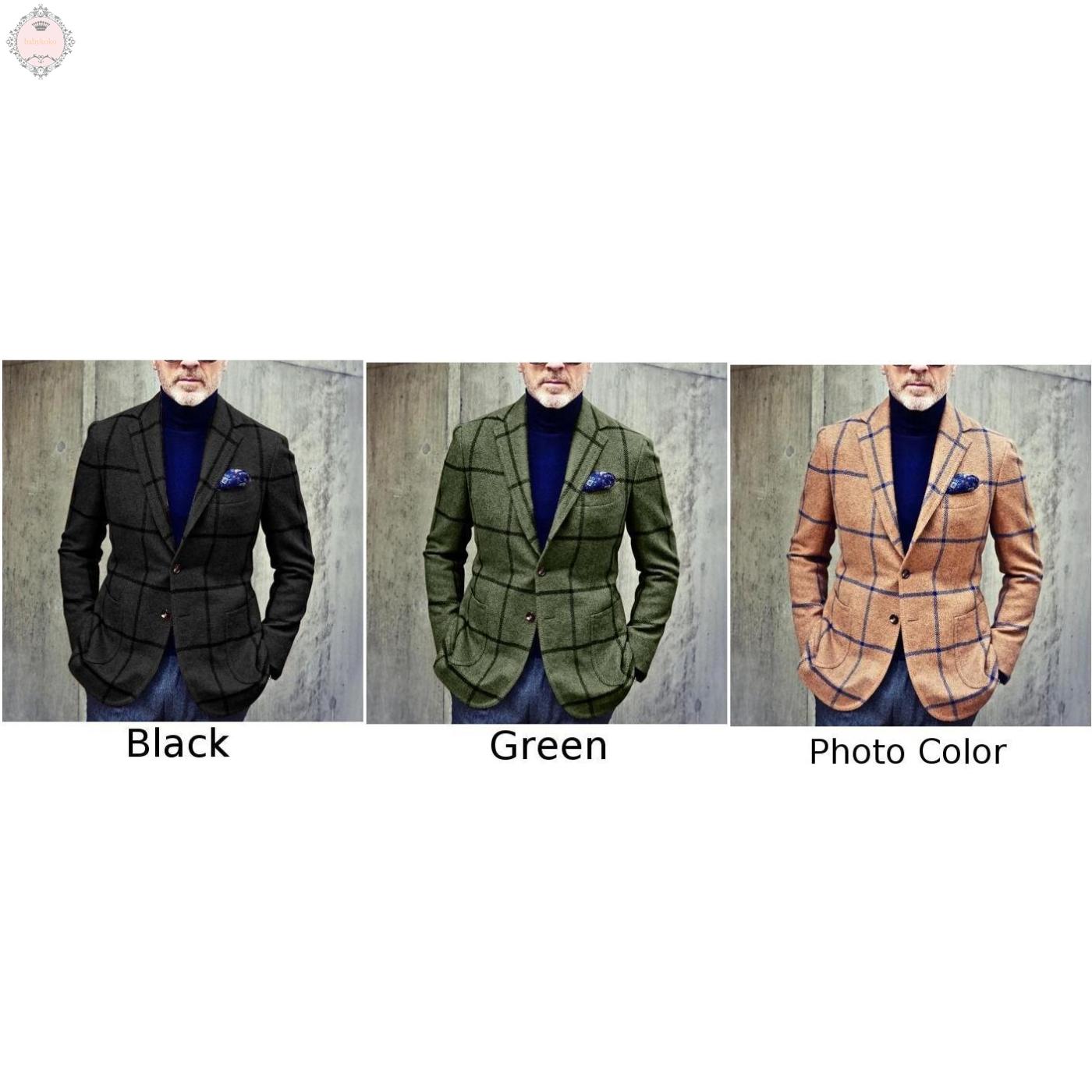 Áo Khoác Blazer Len Sọc Ca Rô Thời Trang Cho Nam