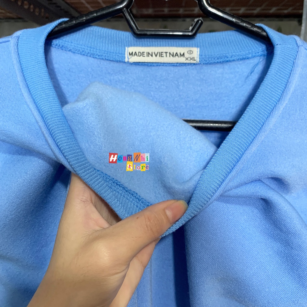 Áo Sweater Trơn Ulzzang Unisex Màu Xanh Chất Nỉ Bông Cao Cấp Dáng Rộng Nam Nữ - MM