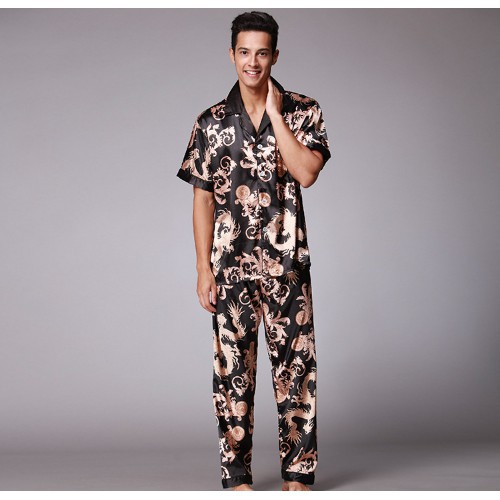 {HOT} Đồ bộ Pijama nam cộc tay lụa satin cao cấp, mềm mại, nhẹ tênh mặc như không mặc ý ạ. Size L-3XL