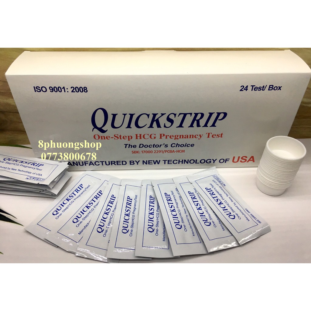 Combo 3 hộp 72 que Que Thử Thai Quickstrip 24 Que/ hộp Phát Hiện Thai Sớm