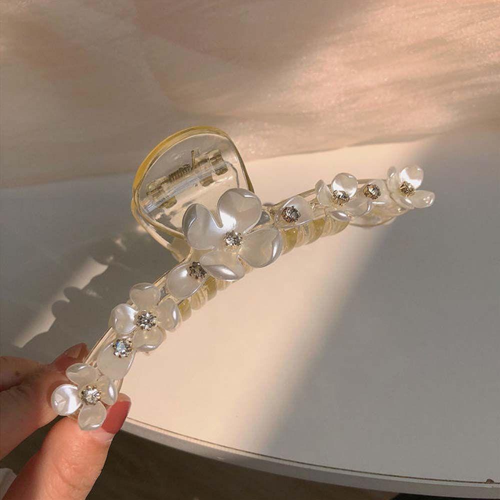 IVORY Kẹp Tóc Hình Vỏ Sò Đính Đá Thiết Kế Đơn Giản Dễ Phối Đồ Cho Nữ