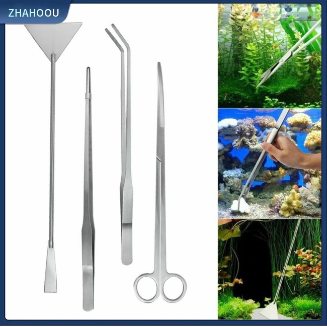 ☃Nhà☃ Bộ Dụng Cụ Kéo Cắt Tỉa Cây Thủy Sinh Bể Cá 4 Trong 1