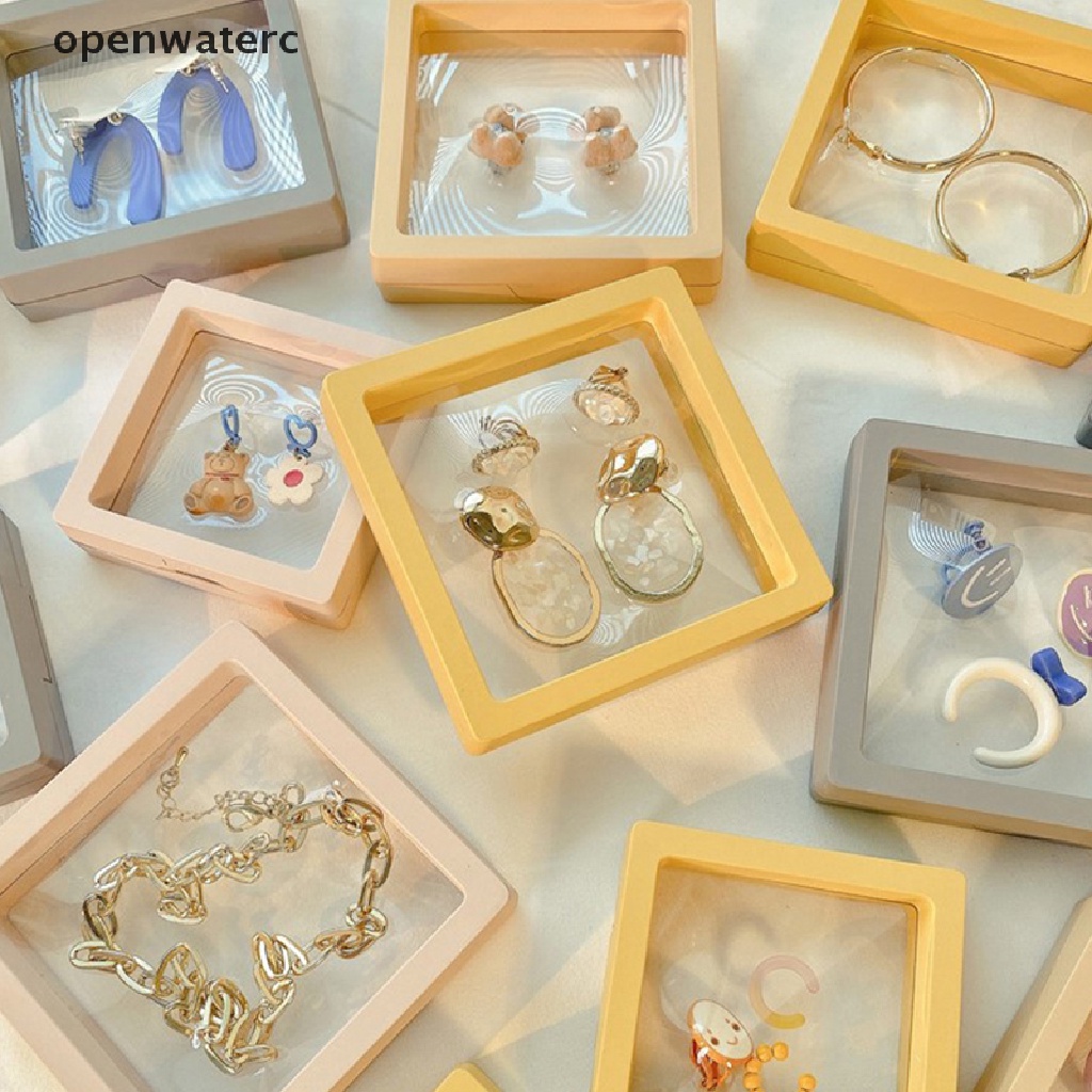 openwaterc PE Film Brooch Coin Gems Jewelry Dustproof Suspended Floating Ring Storage Box vn