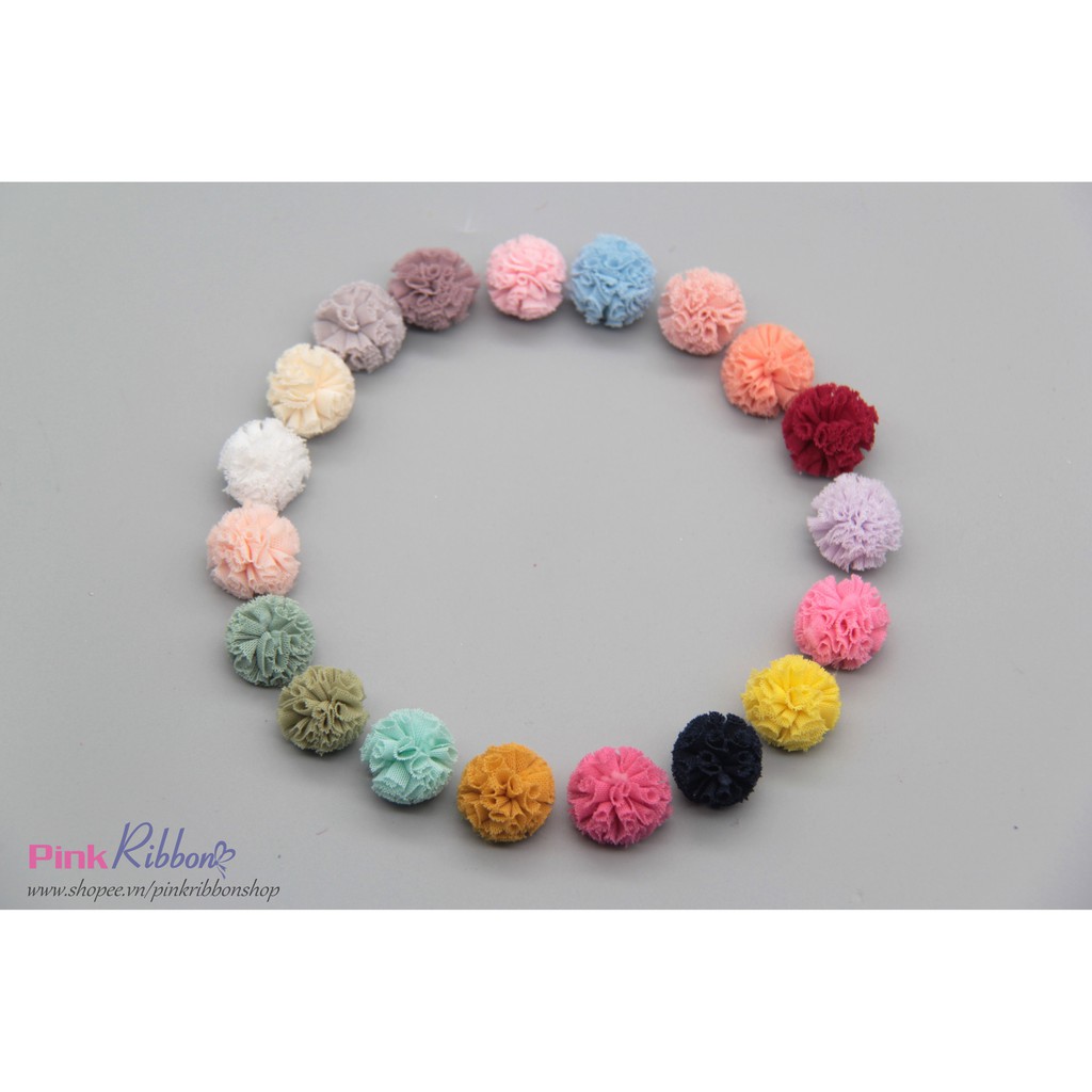 [SET 5 CÁI] Pompom các màu cỡ 2.5cm làm phụ liệu thời trang, may mặc
