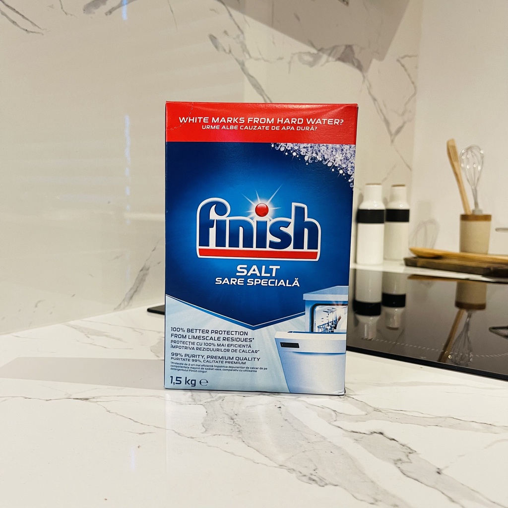 Combo viên rửa bát Finish Classic + muối 1.5 kg + nước bóng 800ml chanh - nhập khẩu EU, an toàn, sạch sâu