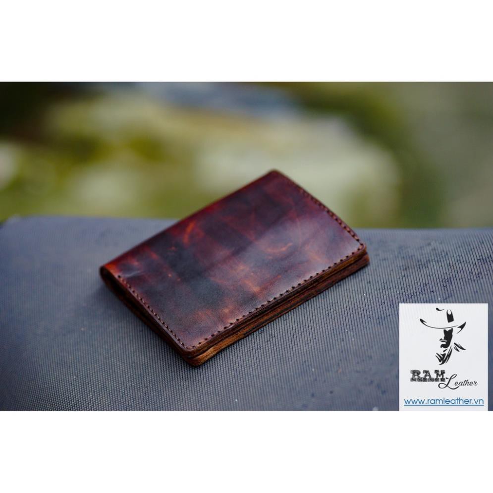 VÍ RAM DA BÒ Ý MÀU CHOCOLATE BẢN 2020 – DÁNG ĐỨNG - HÀNG CHÍNH HÃNG RAM LEATHER May tay thủ công tỷ mỹ