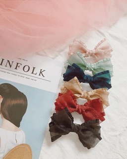 Kẹp Tóc Nơ Voan Handmade Cao Cấp Ribbon.mimi Ripple cột tóc / kẹp tóc