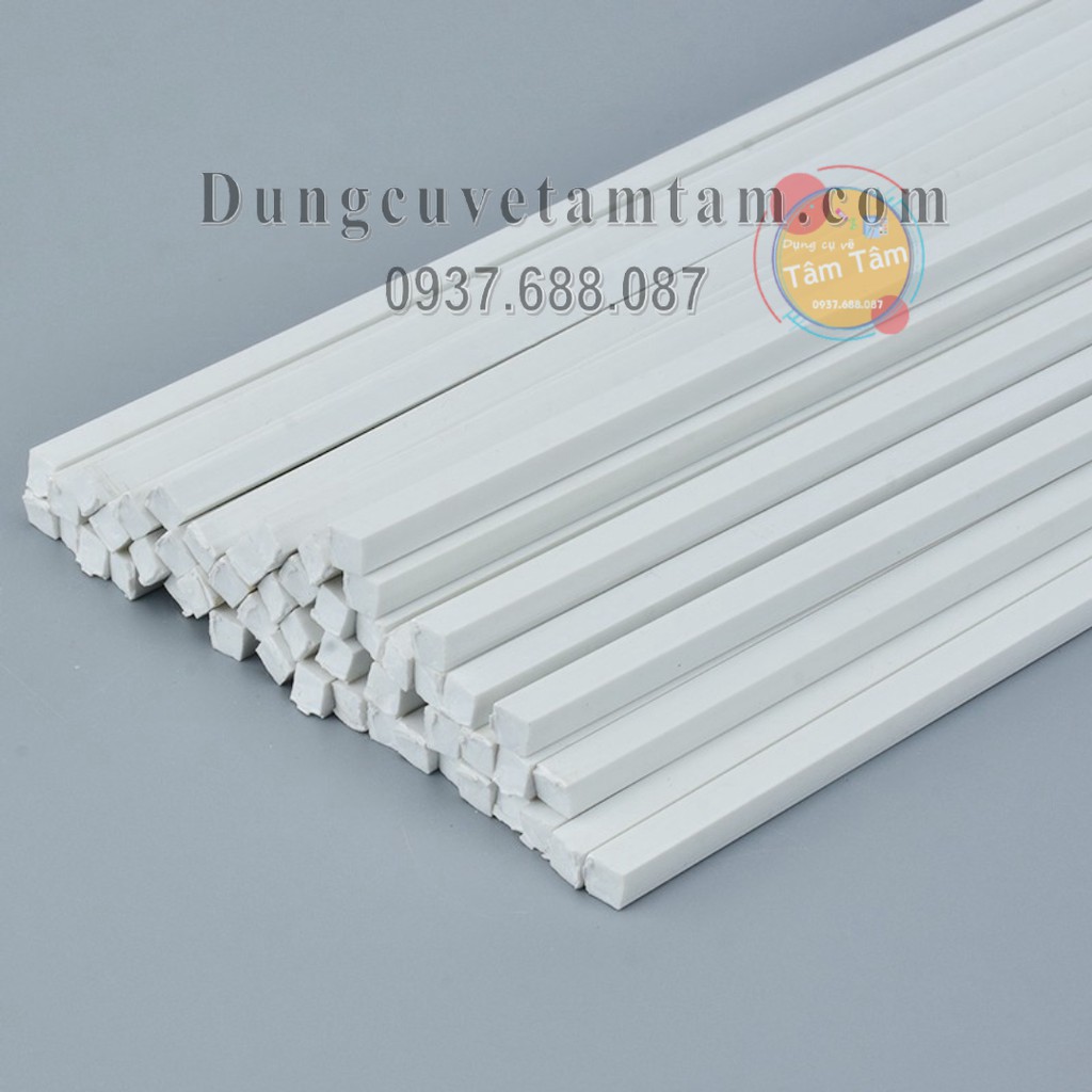 [ TÂM TÂM ]-Cột Mô hình, Cột nhựa làm mô hình, CỘT ĐẶC VUÔNG (dài 25cm-50cm/1 cây) -Mô hình