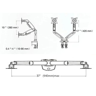 GIÁ ĐỠ 2 MÀN HÌNH MÁY TÍNH NB F160 NHẬP KHẨU 17INCH - 27INCH