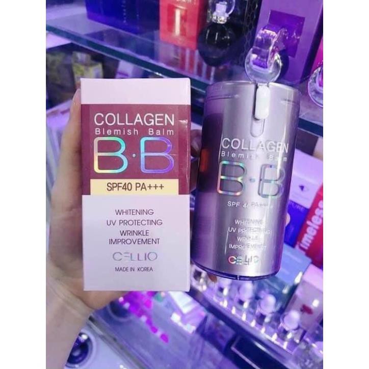 Kem nền trang điểm chống nắng BB Cream Collagen Cellio SPF 40 PA++ Hàn Quốc giúp da trắng sáng chống nhăn chống lão hóa