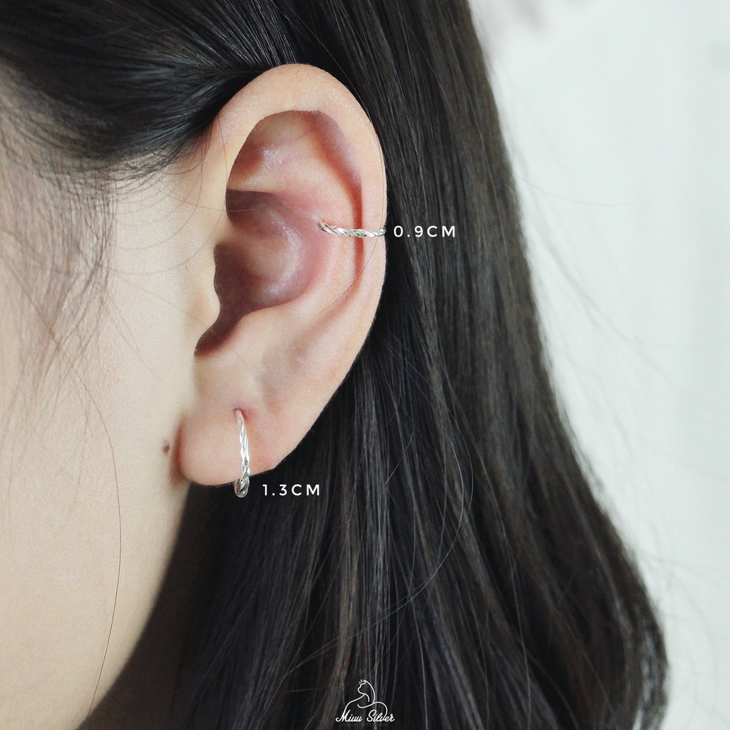 [Mã AFF3PRE20K giảm 20K đơn 99K] Bông tai nữ Miuu Silver, khuyên tai tròn bạc 925 basic
