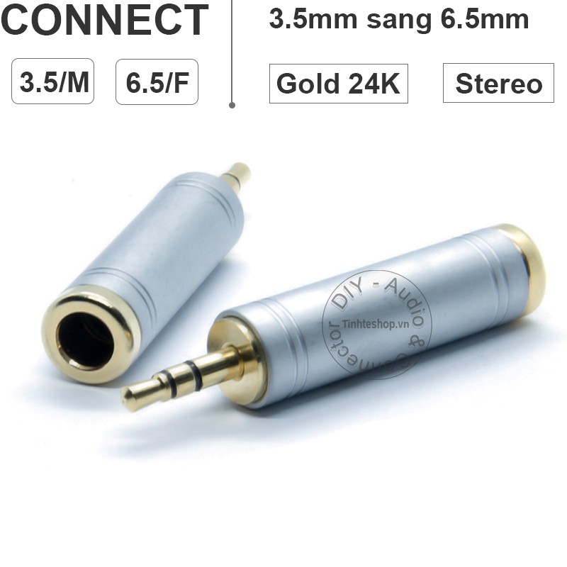1 chiếc - Đầu đổi audio microphone 3.5mm sang 6.5mm stereo - Rắc chuyển 6.5mm cái sang 3.5mm đực stereo