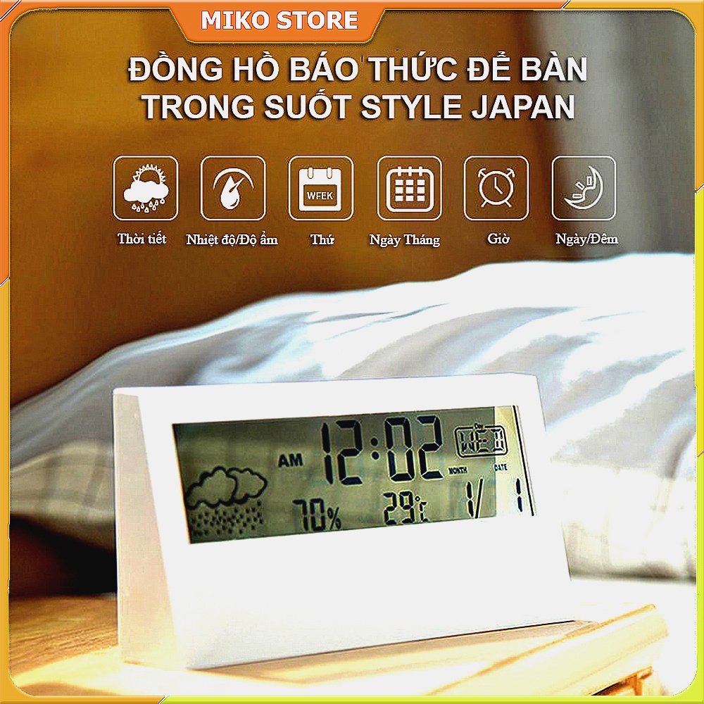 ✶✇Đồng Hồ Báo Thức Để Bàn Điện Tử Màn Hình Trong Suốt. Phong Cách Nhật Bản. Tử, Làm Quà Tặng Ý Nghĩa