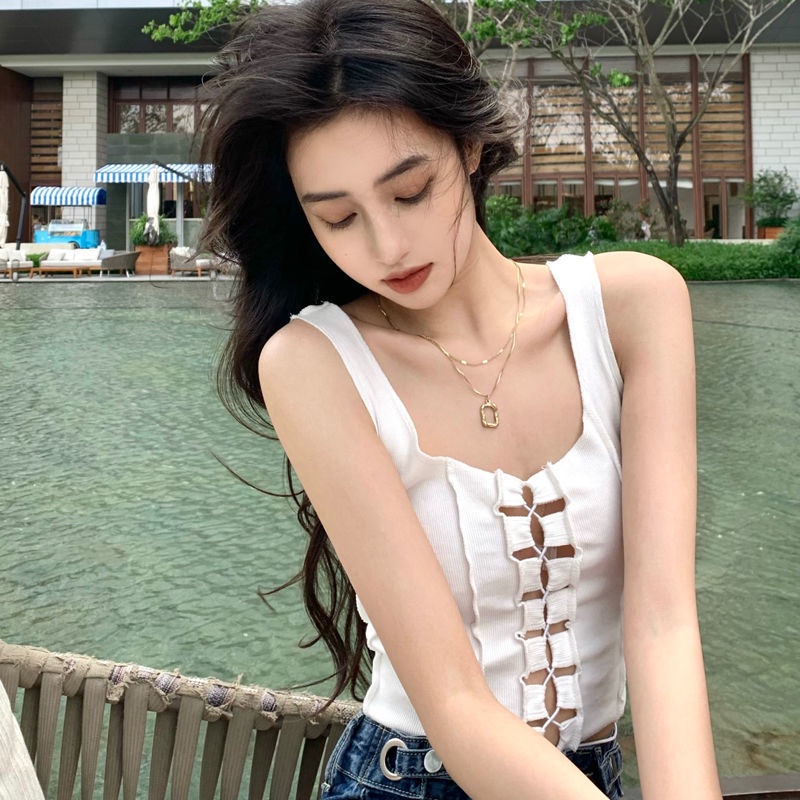 Áo Tank Top Hai Dây Màu Sắc Thời Trang Mùa Hè Quyến Rũ Cho Nữ