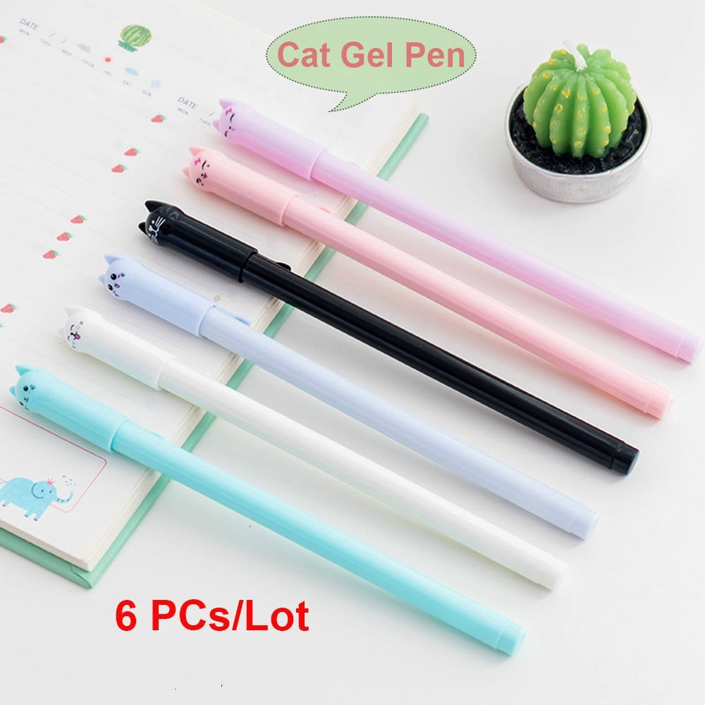 Bộ 6 Bút mực gel hình mèo đen dễ thương