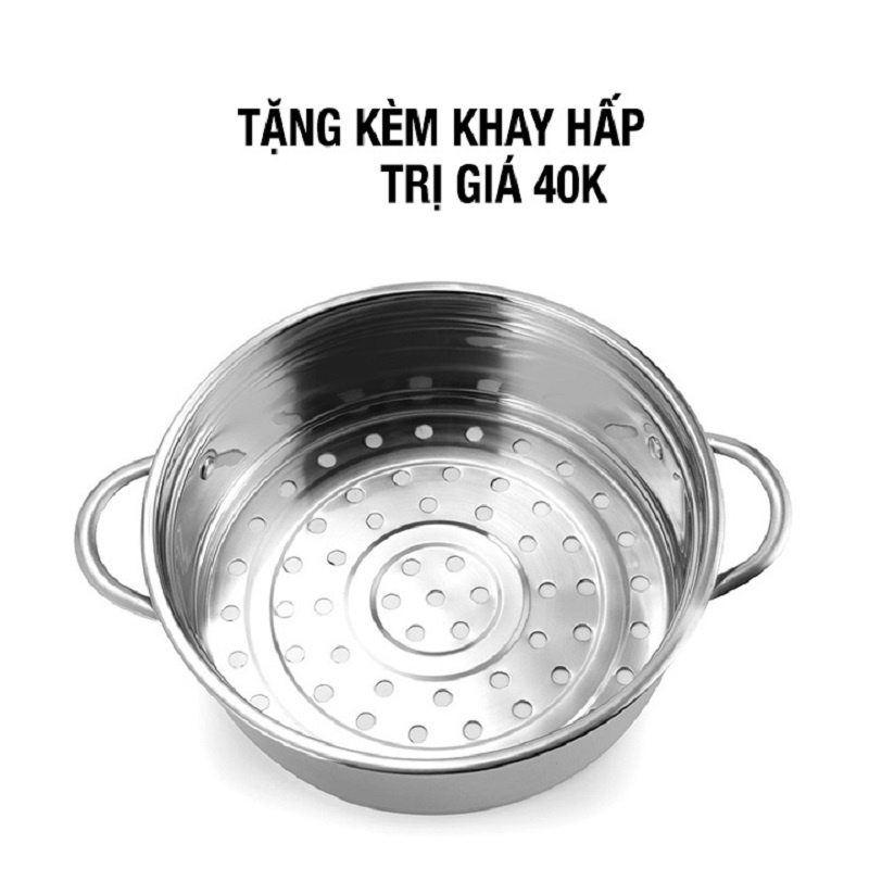 Nồi Lẩu Điện Mini 2 Tầng Đa Năng Tặng Kèm Khay Hấp - Chiên, Xào, Nấu ăn, nấu cơm, nấu lẩu mini (nồi 18cm hấp inox)