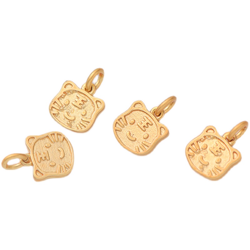 hạt charm Mặt Dây Chuyền Thủ Công Hình Đầu Hổ Mạ Vàng 18K Cá Tính