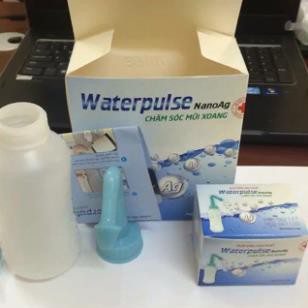[Siêu Rẻ] -  Combo Bình rửa mũi cho bé WaterPulse Nano bạc và 30 gói muối