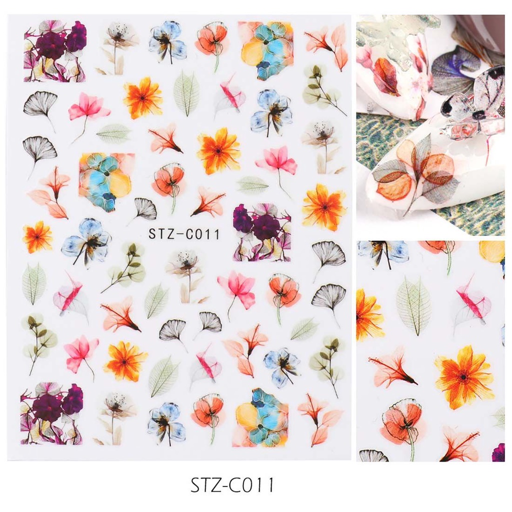 [Hàng mới về] Miếng dán trang trí móng tay mẫu hoa lá ba chiều thời trang diy