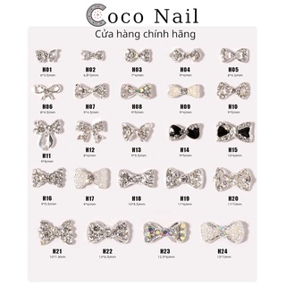 Charm nail nơ bạc, charm nơ nail quốc dân phong cách hàn quốc trang trí móng