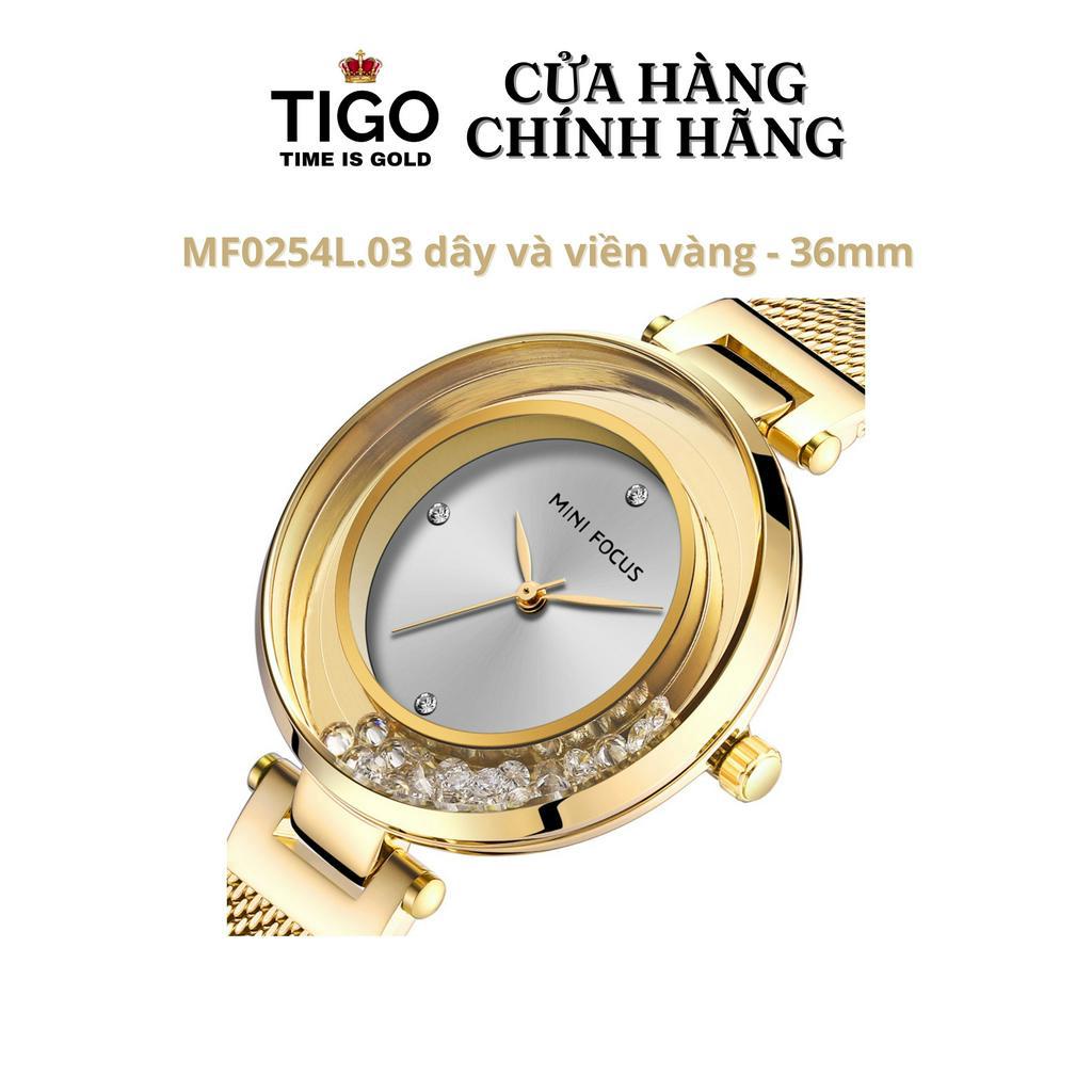Đồng Hồ Nữ MINI FOCUS MF0254L.03 Dây Thép Vàng Viền Vàng Thép Không Gỉ Cao Cấp Mặt Tròn Đường Kính 36mm Chống Nước
