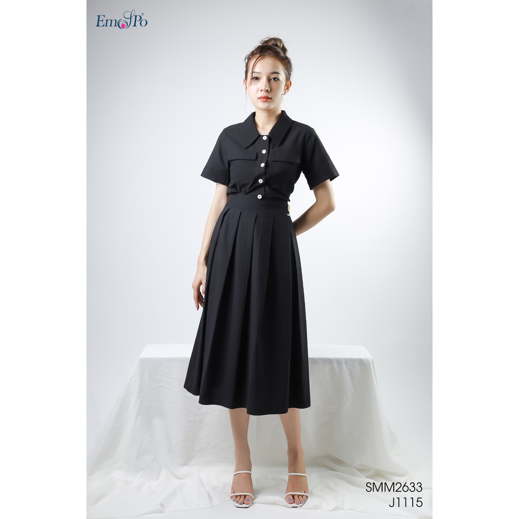 Chân váy xòe xếp ly bung Emspo Milestone, đính cúc ở cạp J1115