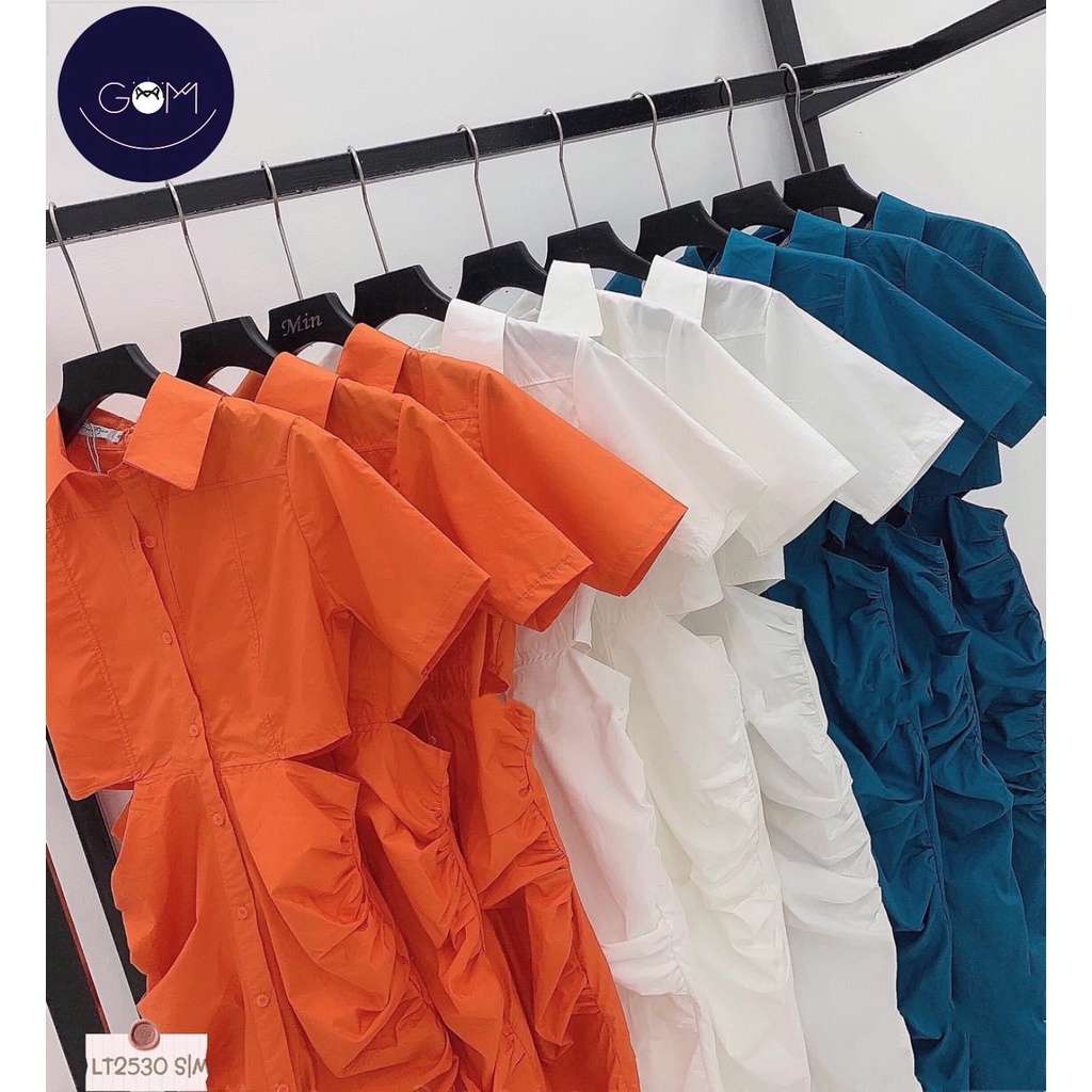 Váy sơ mi dài Đầm Sơmi Cutout Eo Za ra ra Xuất Váy Sơ Mi Khoét Eo