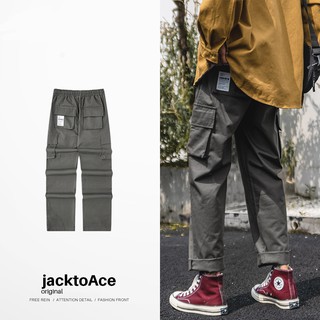 Quần Streetwear Straight Pants lửng túi hộp Nam dáng xuông mùa Thu Đông