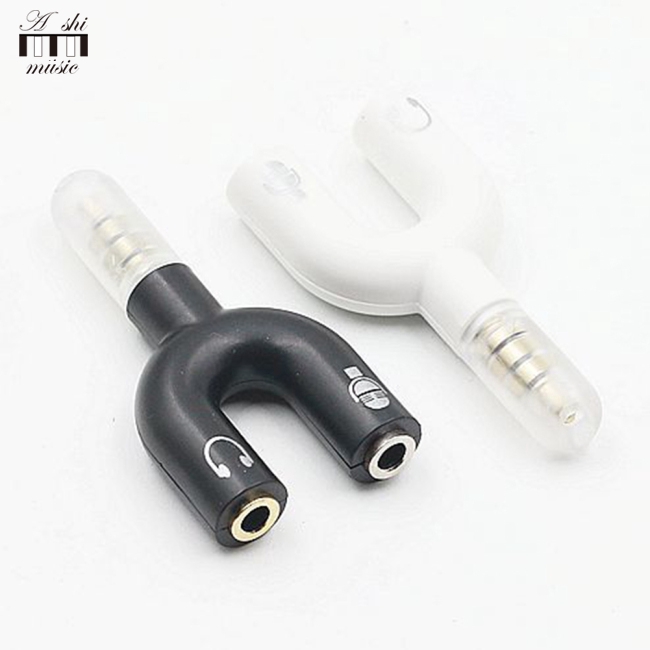 3.5mm Dispenser U-Shaped Stereo Plug Stereo Audio Microphone and Headphone Adapter Headset Splitter for Smartphone MP3 Player MP4