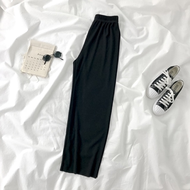CÓ SẴN | QUẦN THUN ỐNG SUÔNG ULZZANG ĐEN