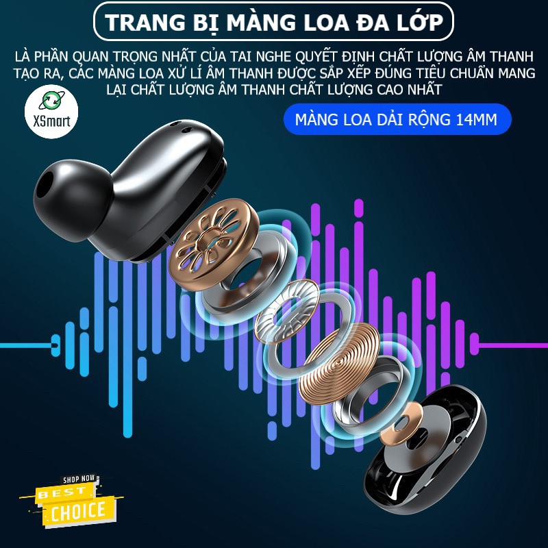 Tai nghe Bluetooth không dây MC5 Super Bass, cảm biến chạm, có mic, chống nước, mẫu tai phone blutooth 2021 hot