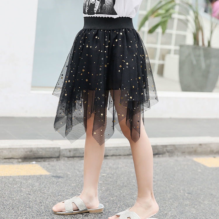 Chân Váy Lưới Tà Ngắn Phong Cách Phương Tây Mới Dành Cho Bé Gái