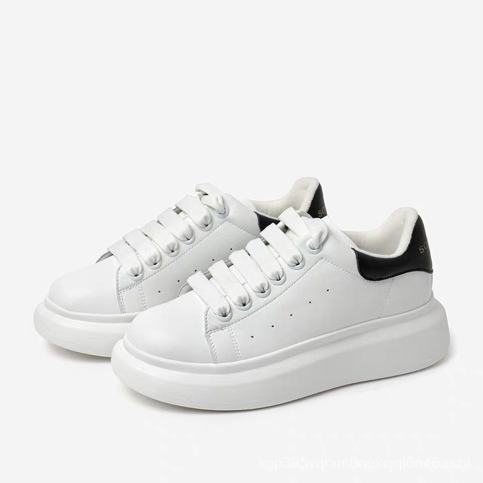 Lớp Đầu Tiên Của Da Bò Trắng McQueen Cộng Với Giày Cũ2020Mùa Thu Năm Mới Bình Thường Thời Trang Hoang Dã Giày Nữ 👟