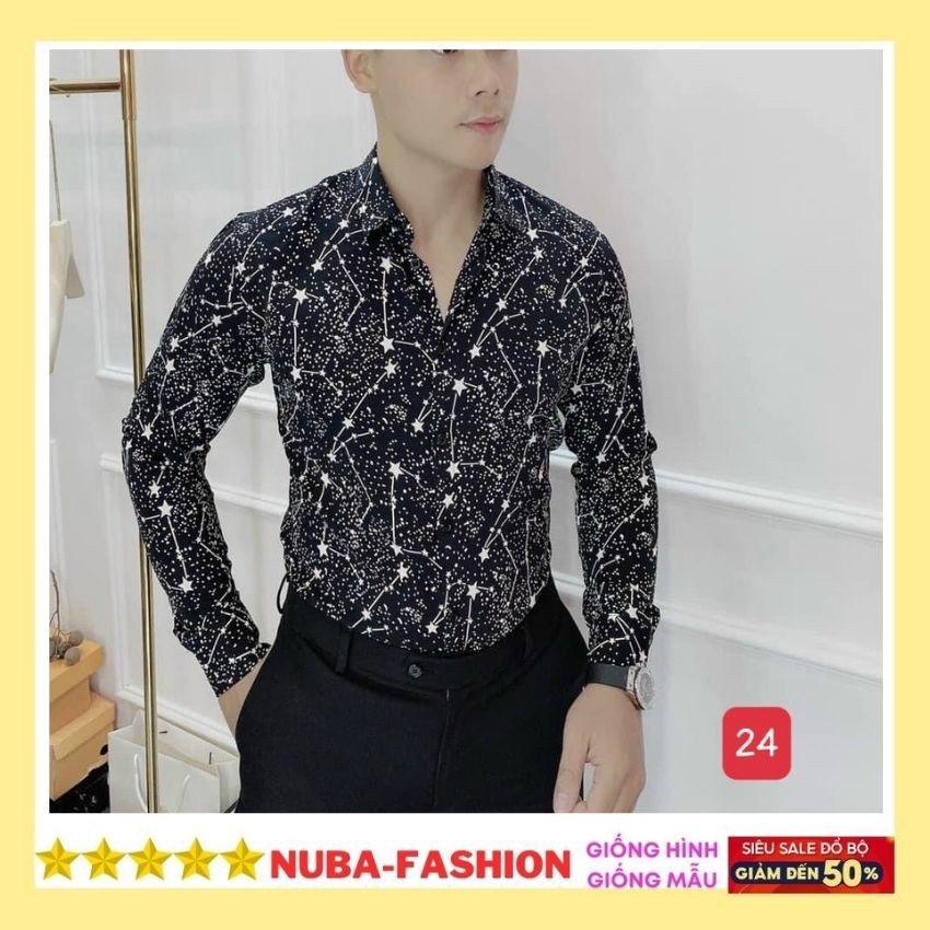 Áo sơ mi nam dài tay họa tiết,chất vải lụa,cá tính trẻ trung,NUBA 24 tcs | BigBuy360 - bigbuy360.vn